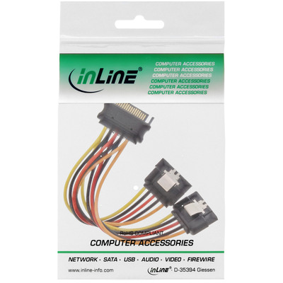 InLine® SATA Strom-Y-Kabel, SATA Buchse an 2x SATA ST mit Lasche, 0,30m (Produktbild 2)