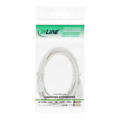 InLine® Micro-USB 2.0 Kabel, USB-A Stecker an Micro-B Stecker, weiß, 5m (Produktbild 3)