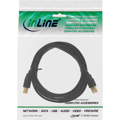 InLine® USB 2.0 Kabel, A an B, schwarz, 2m (Produktbild 2)