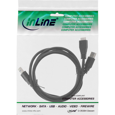 InLine® USB 3.2 Gen.1 Y-Kabel, 2x A an Micro B, schwarz, 1,5m (Produktbild 2)