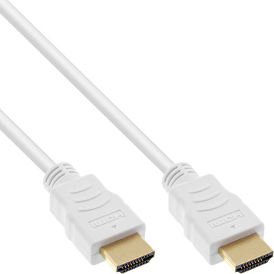 InLine® HDMI-High Speed Kabel mit Eth., Premium, ST / ST, weiß / gold, 1m (Produktbild 1)
