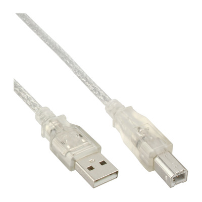 InLine® USB 2.0 Kabel, A an B, transparent, 2m (Produktbild 1)