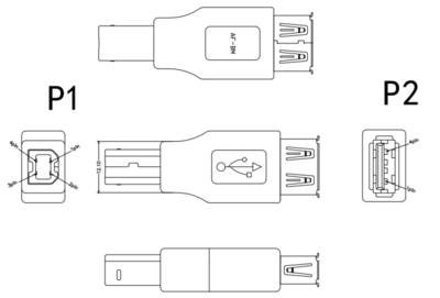 USB-Adapter 2.0 -- Buchse A - Stecker B