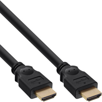 InLine® HDMI Kabel, HDMI-High Speed, ST / ST, verg. Kontakte, schwarz, 0,3m