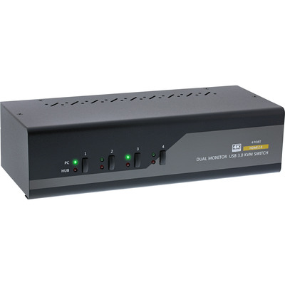 InLine® KVM Desktop Switch, 4-fach, Dual Monitor, HDMI, 4K, USB 3.0, Audio
