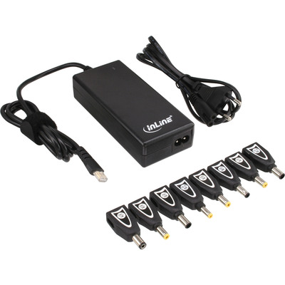InLine® Universal NT f. Notebooks, 90W, USB, 100-240V, schwarz m. 8 Wechselst.