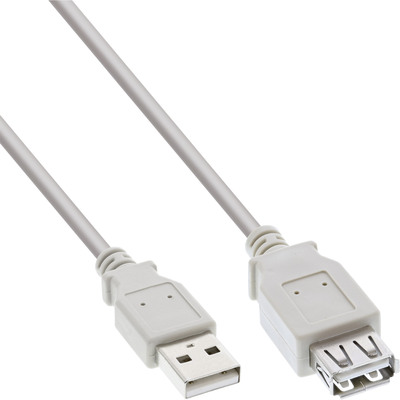 InLine® USB 2.0 Verlängerung, Stecker / Buchse, Typ A, beige, 1,8m, bulk